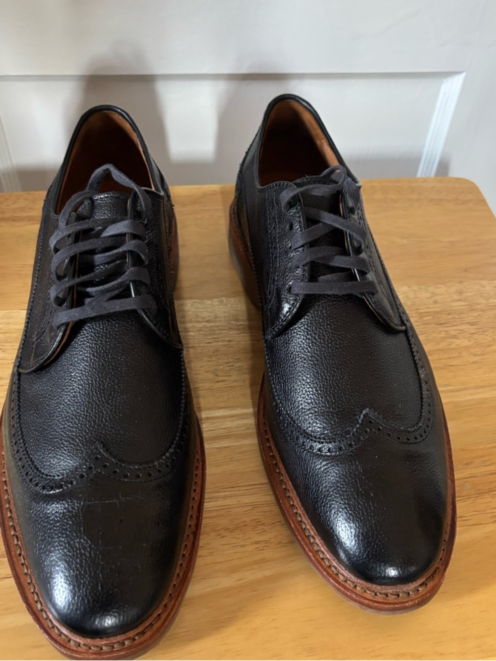 Men's Allen Edmonds Black Wingtip Leather Dress Shoes Brand New 10